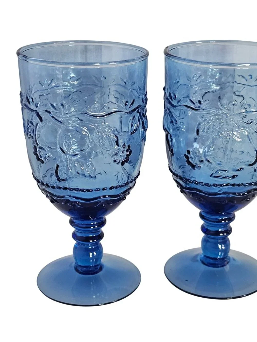 2 Mikasa Garden Harvest Blue Goblets 6.7